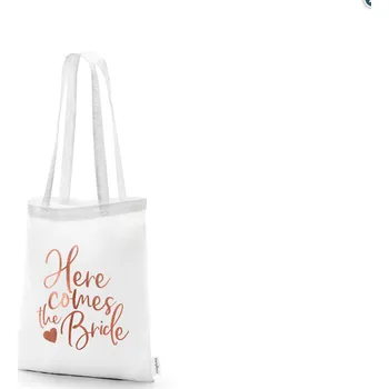 Nákupní taška Látková taška Here comes the Bride, 39x42cm (zn. PartyDeco)
