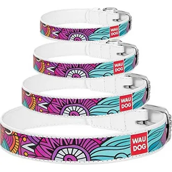 Obojek pro psa Obojek kožený WAUDOG Summer - bílý (27-36cm/1,5cm)