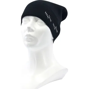 Čepice VOXX Čepice dámská pletená MICRA bavlněná s kamínky Swarovski ČERNÁ uni 119016