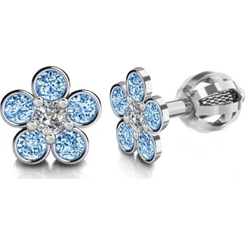 Náušnice Dívčí náušnice Briony, zlato s barevnými zirkony Materiál šperku: Bílé zlato, Barevné varianty zirkonů: Světle modrý zirkon