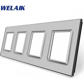 Elektrická zásuvka WELAIK rámeček na 4 zásuvky skleněný - tmavě šedý