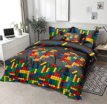 Ložní povlečení Textilomanie Lego srdce černé 140 x 200, 70 x 80 cm zipový uzávěr