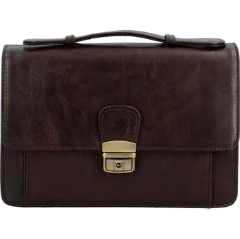 Pánská aktovka Pánské tmavě hnědé hladké kožené etue 0515 s uchem hnědá
