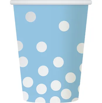 Party dekorace Papírové kelímky modrostříbrné, 270 ml, 6 ks