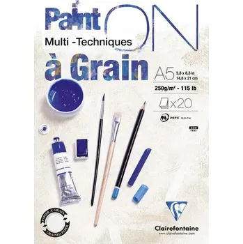 Blok CLAIREFONTAINE Paint'On Grain, A5, 250g, 20 listů