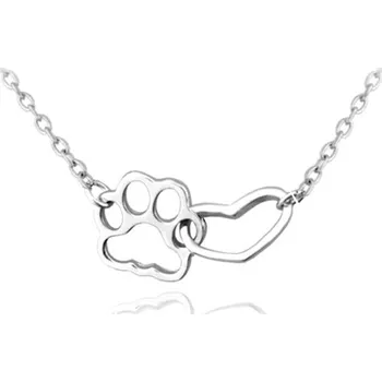 Šperk Stříbrný náhrdelník s tlapkou a srdíčkem JMAN0246SN42