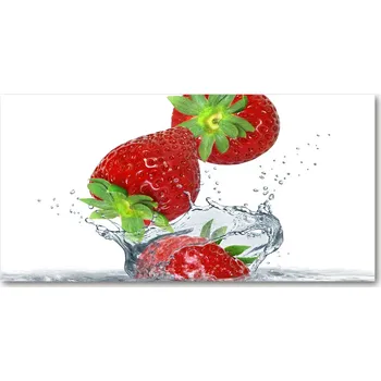 Obraz Foto obraz skleněný horizontální Padající jahody