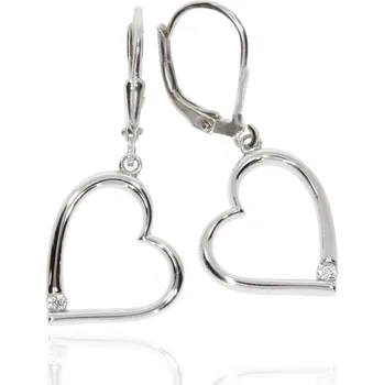 Náušnice Zlatnictví Helios Delší stříbrné náušnice se srdíčky