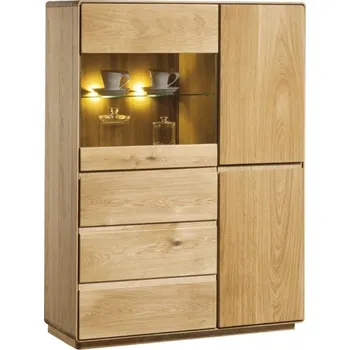 Příborník do zásuvky Dubový prosklený příborník Atlanta 4D - dub přírodní