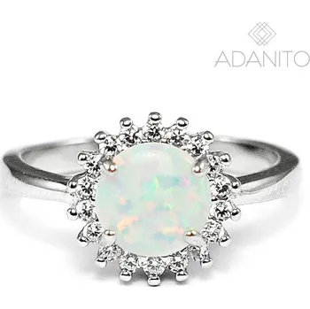 Prsten Stříbrný opálový prsten se zirkony