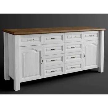 Kancelářská sestava Rustikální komoda AUSTIN Merida ELEONORA z masivu Barevné provedení: Bílá - tmavě hnědá 22-25