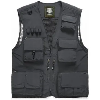 Pánská vesta Taktická pánská vesta se síťkou a kapsami Barva: Tmavě Šedá, Velikost: S