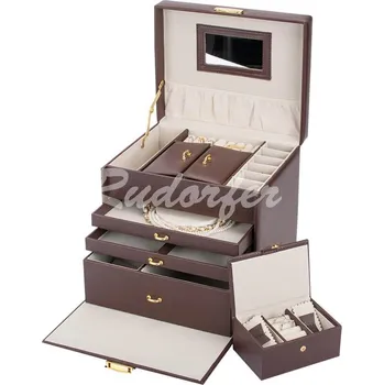 Šperkovnice Praktická elegantní hnědá koženková šperkovnice (matná ekokůže) 7246.17 (Praktická elegantní hnědá koženková šperkovnice (matná ekokůže) 7246.17)