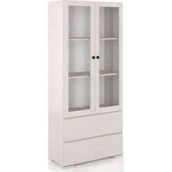 Knihovna Vitrína buk - Sandemo 2S80 Odstín moření: Bílá