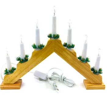 Vánoční svícen Vánoční svícen pyramida 7 LED přírodní