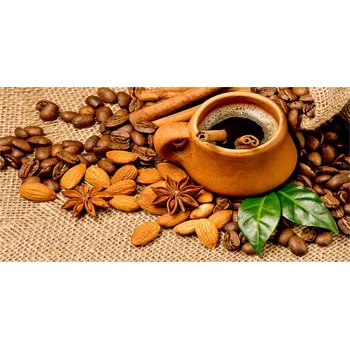 Obraz Foto obraz fotografie na skle Zrnka kávy a šálek