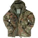 Parka Cold Weather 2v1 Flecktarn (Bunda s obdobným střihem jako klasická parka U.S. ARMY ECWCS, vyrobená z 3-laminátového materiálu s polyuretanovou membránou ( 1. vrstva - 100% nylon, 2. vrstva - prodyšná polyuretanová membrána, 3. vrstva - 100% nylon ).