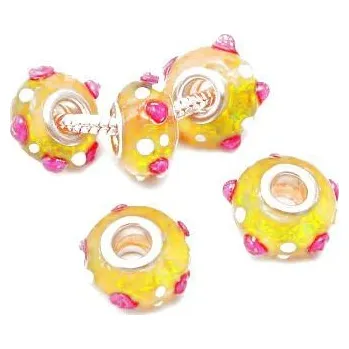 Dětské navlékací korálky Korálky typu Pandora - žlutá zdobená (2kusy)