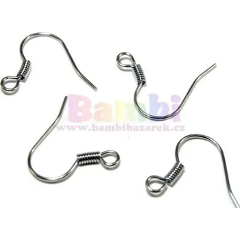 Materiál na výrobu šperku Náušnicové zapínání - afroháček s pružinkou - platina (2ks)