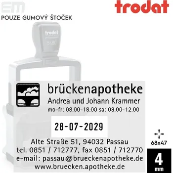 Razítko Trodat 5480 [68x47mm] s datem - pouze gumový štoček