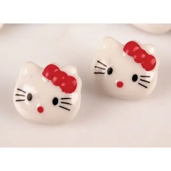 Knoflík Knoflík dětský - kočička s mašlí (červená)