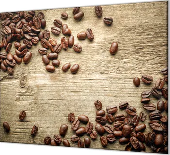 Kuchyňské prkénko Ochranná skleněná deska 50 x 50 cm rozsypaná káva na dřevě