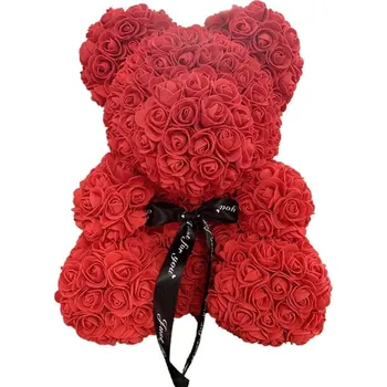 Medvídek z růží 24 cm červený