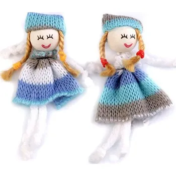 Panenka Textilní panenka - ozdoba k našití - modrá