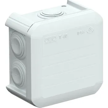 Elektroinstalační krabice OBO T 40 Odbočná hranatá krabice s vývody 90x90x52 světle šedá Polypropylén PP