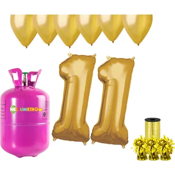 Helium do balónku HeliumKing Helium párty set na 11. narozeniny se zlatými balónky