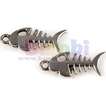 Přívěsek Přívěsek kovový - rybí kostra 8x15mm