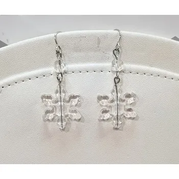 Náušnice Náušnice sněhová vločka - průhledná s ohňovkou