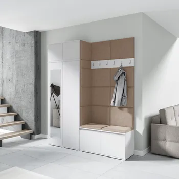 Předsíňová stěna Eka Předsíňová stěna s čalouněnými panely Trinity 19 - Bílá / Béžová 2304