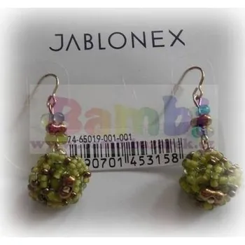 Náušnice Visací naušnice - kuličky z korálků - zelená