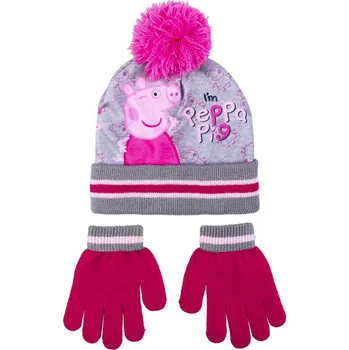 Módní doplněk CERDA Čepice rukavice Prasátko Peppa sada 2ks