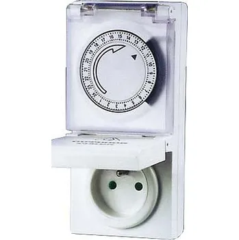 Elektrická zásuvka SPÍNACÍ ZÁSUVKA MECHANICKÁ 24hod, max.3500W, KRYTÍ IP44