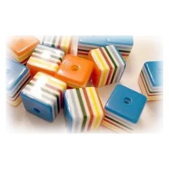 Korálek Korálky akryl - kostička duha (8×8 mm)