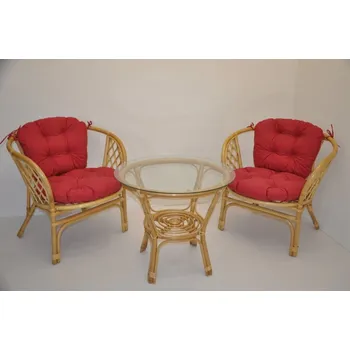 Zahradní sestava Ratanová sedací souprava Bahama malá medová Vínový melír