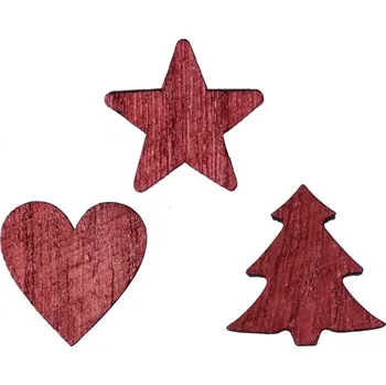 Zahradní dekorace Dřevěné dekorace červené, sada 48 ks (134654 057 250772 dekorace červená mix)