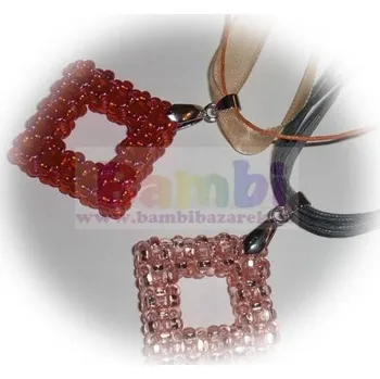 Náhrdelník Náhrdelník s přívěskem - čtverec oranžovočervená