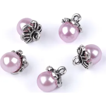 Knoflík Knoflík s kaplíkem / přívěsek perla Ø8; 9 mm, barva 3 Ø9 mm růžová sv.