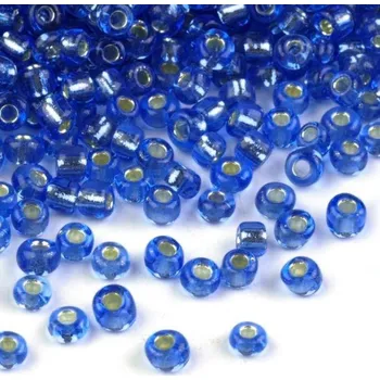 Dětské navlékací korálky Rokajl PRECIOSA modrá s průtahem > (10/0) Ø2,3mm (sáček 20g)