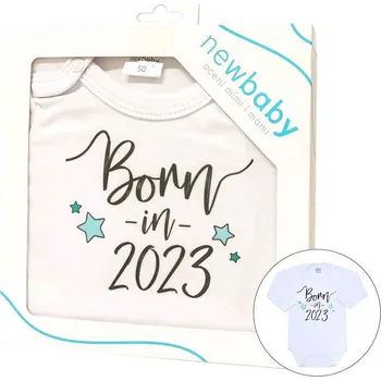 Kojenecký body Body s potiskem New Baby Born in 2023 - dárkové balení, vel. 74 (6-9m)