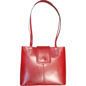 Kabelka Vera Pelle Delami dámská kabelka z pravé hladké kůže červená H212001 R cervená