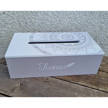 Zásobník na papírové ručníky Dřevěný zásobník na kapesníky, mandala D4384