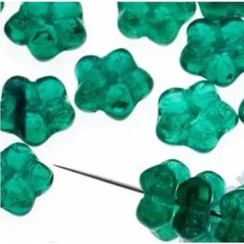 Dětské navlékací korálky Korálky skleněné (30 kusů) - kytička zelená > Ø6mm