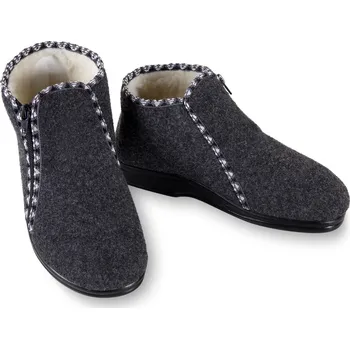Chlapecká obuv Wooline Dámské bačkory s bočním zipem, šedý lem Velikost obuvi: 39