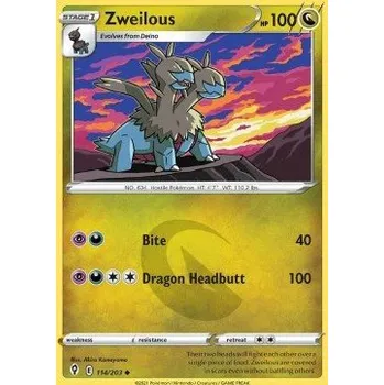 Sběratelská karetní hra Pokémon EVS 114/203 Zweilous - Evolving Skies Stav: Near Mint, Verze: REVERSE HOLO