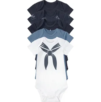 Kojenecký body lupilu® Dětské body s krátkými rukávy BIO, 5 kusů (62/68, námořnická modrá/modrá/bílá)