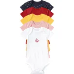 lupilu® Dětské body s krátkými rukávy BIO, 5 kusů (50/56, bílá/žlutá/červená/růžová/námořnická modrá)